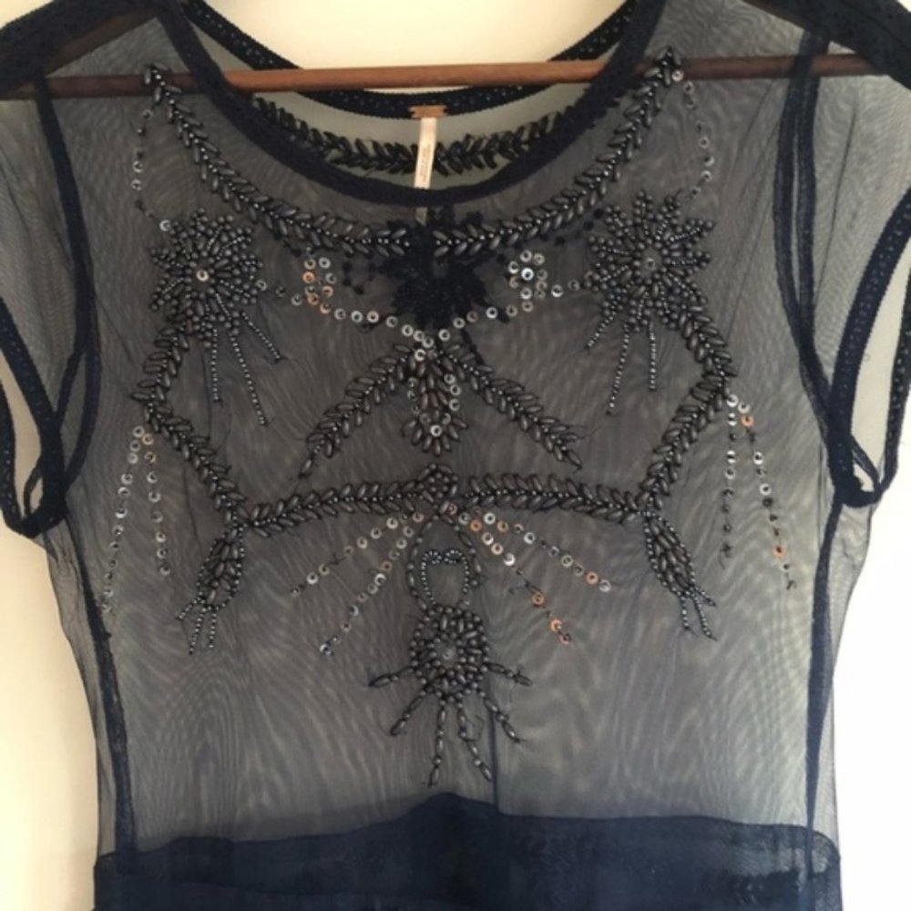 Free People Navy Mesh Beaded Tunic - Picture 5 of 6